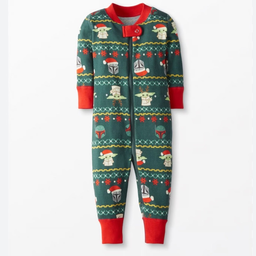 Hanna Andersson Star Wars The Child Yoda Grogu Holiday Zip-Up Sleeper 80cm NWOT